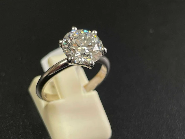 18k witgouden ring met 3.02 ct ronde diamant - e/vs2 - afbeelding 2 van  3