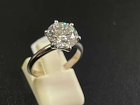 18k witgouden ring met 3.02 ct ronde diamant - e/vs2 - afbeelding 2 van  3