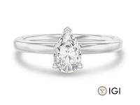 18k witgouden solitaire ring – pear diamant 6.07 ct e/vs1 - afbeelding 1 van  4