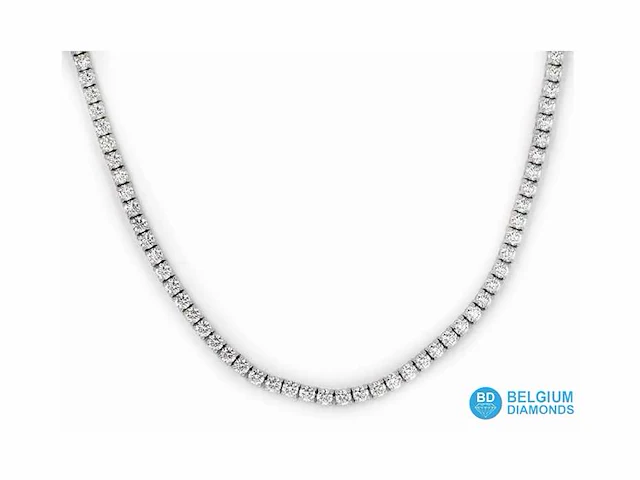 18k witgouden tennis collier met diamanten - 8ct - afbeelding 1 van  2
