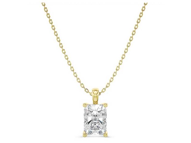 18krt geelgouden hanger met 2.56 ct radiant diamant - d/vvs2 - afbeelding 1 van  4