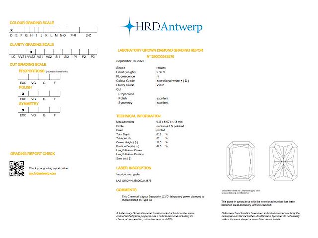 18krt geelgouden hanger met 2.56 ct radiant diamant - d/vvs2 - afbeelding 4 van  4