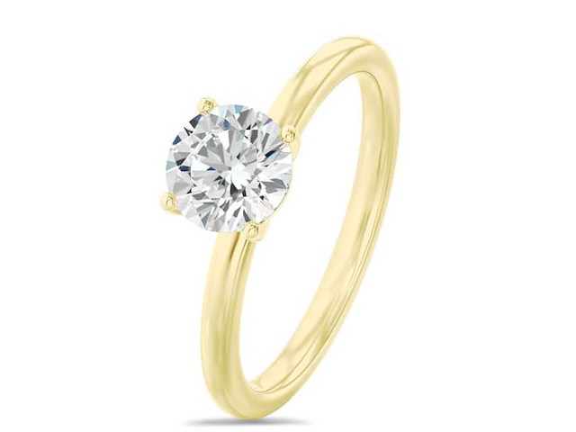18krt geelgouden ring met 1.02 ct diamant - e/vvs2 - afbeelding 1 van  4