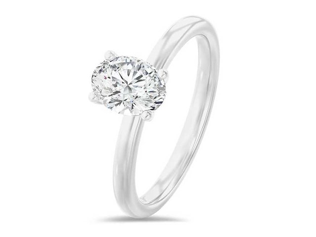 18krt witgouden ring met 3.04 ct ovaal diamant - d/vs1 - afbeelding 2 van  4