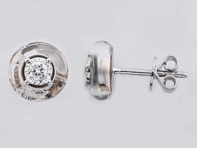18kt white gold diamond earring - pure clear - afbeelding 1 van  3