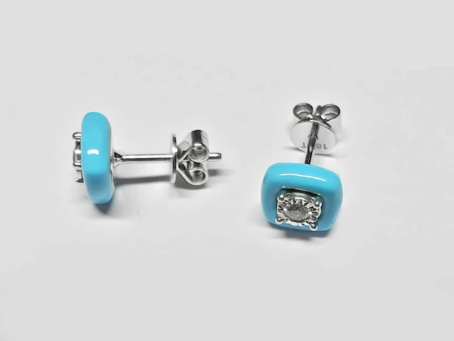 18kt white gold diamond earring - riva blue - afbeelding 3 van  3