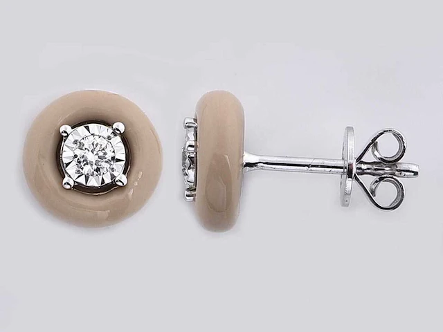 18kt white gold diamond earring - sand stone - afbeelding 1 van  3