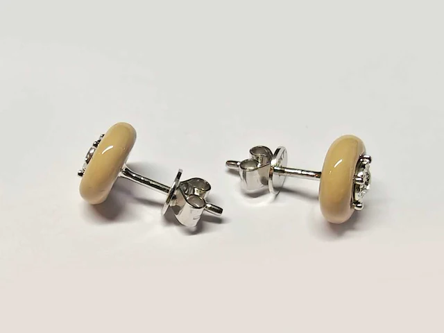 18kt white gold diamond earring - sand stone - afbeelding 3 van  3