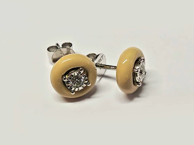 18kt white gold diamond earring - sand stone - afbeelding 2 van  3