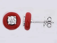 18kt white gold diamond earring - siam red - afbeelding 1 van  4
