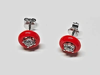 18kt white gold diamond earring - siam red - afbeelding 3 van  4