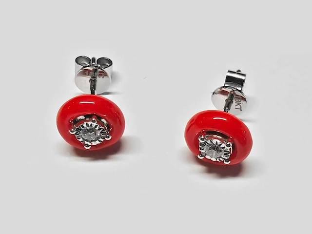 18kt white gold diamond earring - siam red - afbeelding 3 van  4