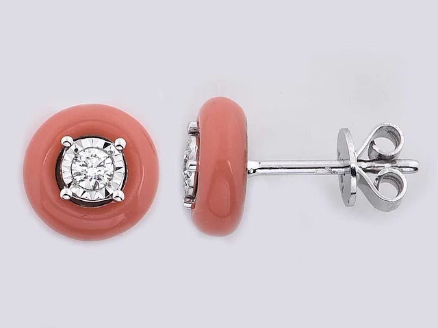 18kt white gold diamond earring - silk coral - afbeelding 1 van  1