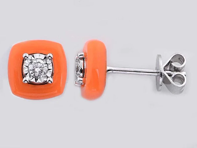 18kt white gold diamond earring -flash orange - afbeelding 1 van  5