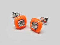 18kt white gold diamond earring -flash orange - afbeelding 3 van  5