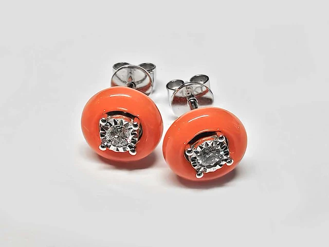 18kt white gold diamond earring -flash orange - afbeelding 4 van  5