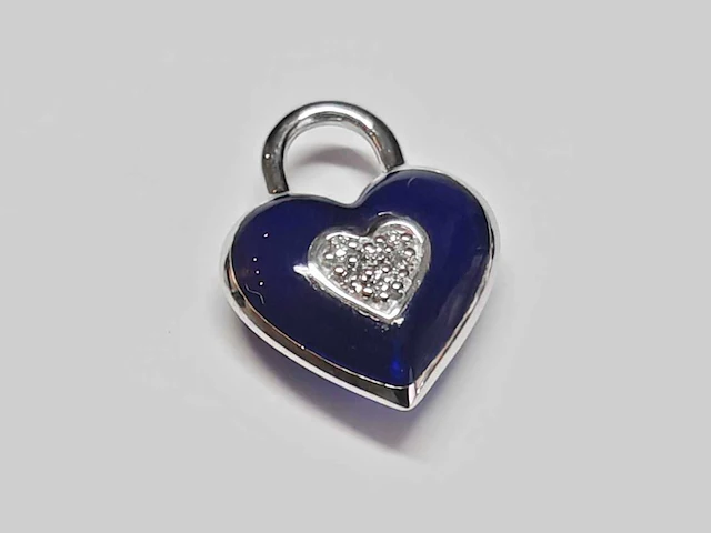 18kt white gold diamond pendant - aruba blue - afbeelding 3 van  3