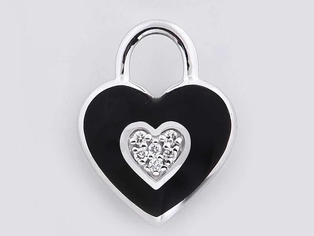 18kt white gold diamond pendant -piano black - afbeelding 1 van  3