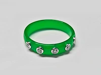 18kt white gold diamond ring - expo green - afbeelding 2 van  3