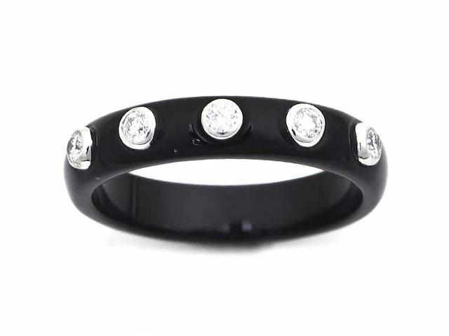 18kt white gold diamond ring - piano black - afbeelding 1 van  1
