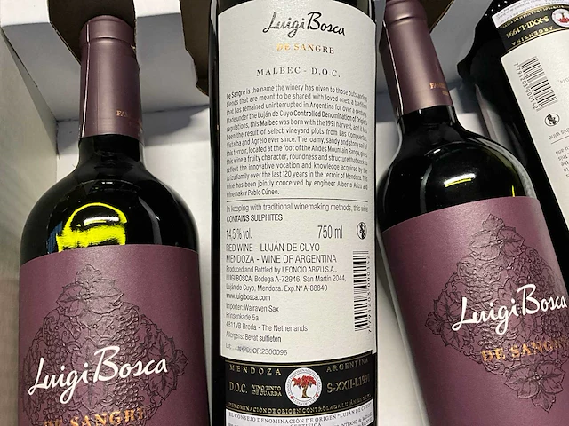 18x fles rode wijn luigi bosca de sangre 2021 - afbeelding 3 van  6