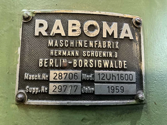 1959 raboma 12uh1600 kolomboormachine - afbeelding 4 van  21