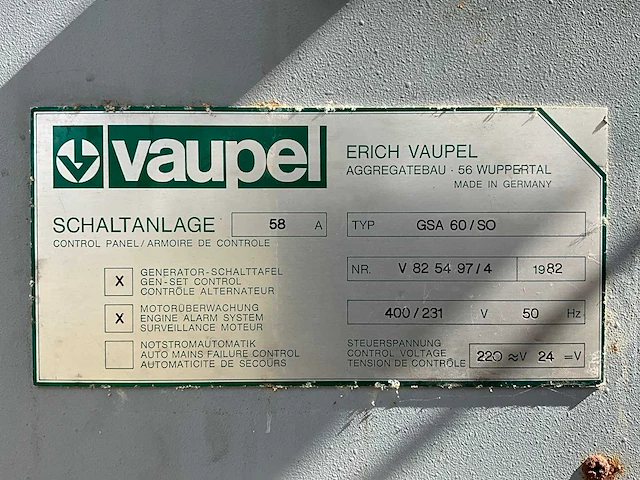 1982 vaupel gsa60/so noodstroomaggregaat op aanhangwagen - afbeelding 28 van  45