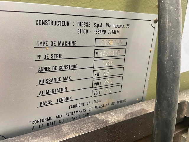 1985 biesse forecon meerspillige boormachine- houtbewerking - houtbewerkingsmachines - afbeelding 5 van  6