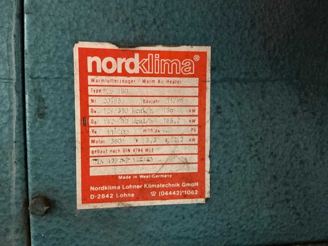 1986 nordklima industriële verwarmingsinstallatie - afbeelding 6 van  7