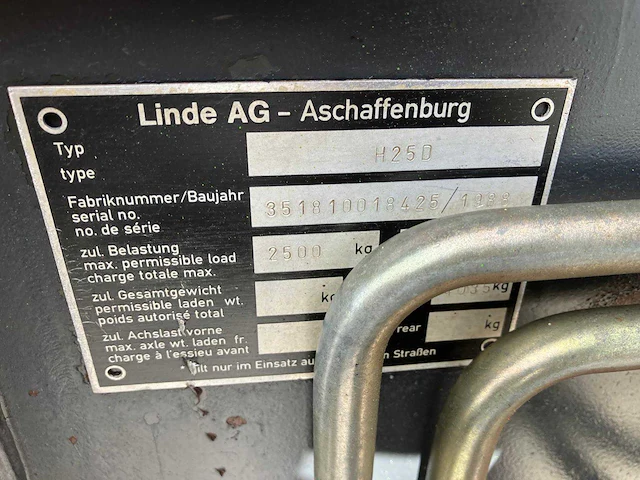 1988 linde h25d vorkheftruck - afbeelding 39 van  44