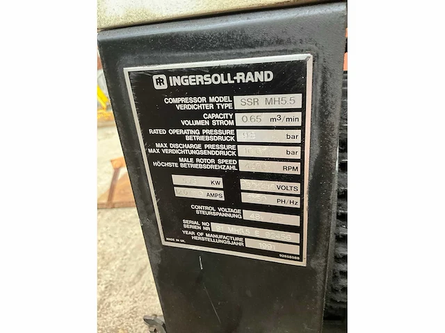 1991 ingersoll rand mh5.5 schroefcompressor - afbeelding 5 van  5