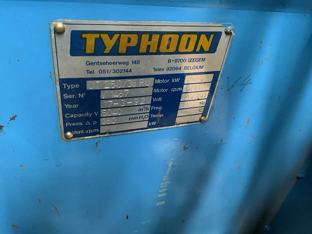1992 typhoon ot250/38ru industriële afzuigventilator - afbeelding 6 van  6