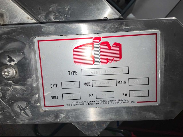 1993 cim minilinea nt inox roestvrijstalen snijtafel - afbeelding 19 van  29
