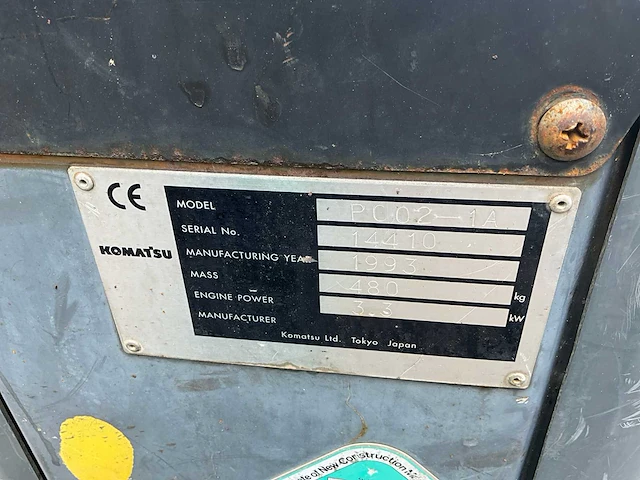 1993 komatsu pc02 minigraafmachine - afbeelding 7 van  16