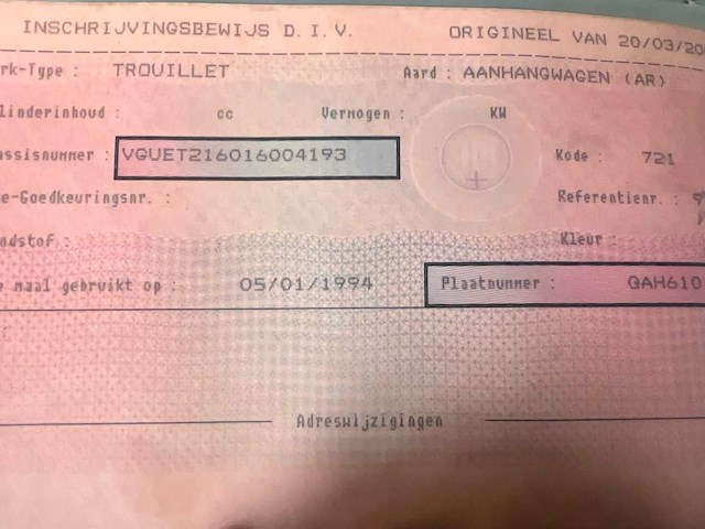 1994 trouillet kipper aanhangwagen met container - gereviseerd et2180 - afbeelding 21 van  39