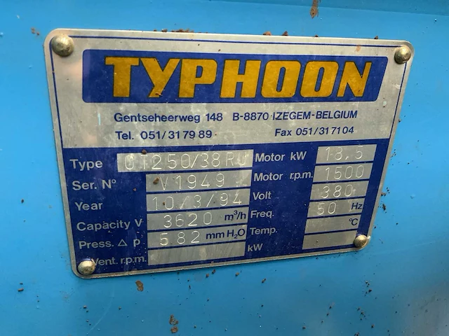 1994 typhoon ot250/38ru industriële afzuigventilator - afbeelding 8 van  8