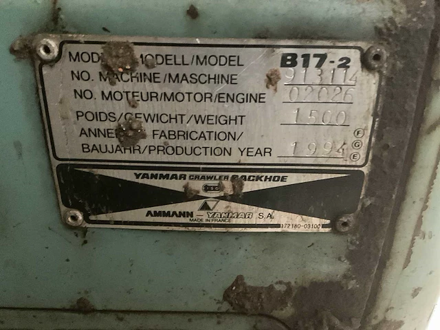 1994 yanmar b17-2 minigraafmachine - afbeelding 5 van  14