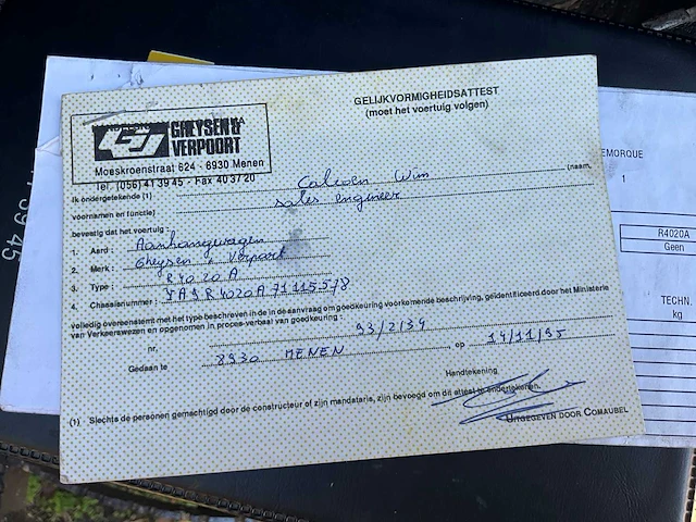 1995 gheyssens & verpoort r4020a dieplader / oplegger - afbeelding 29 van  35