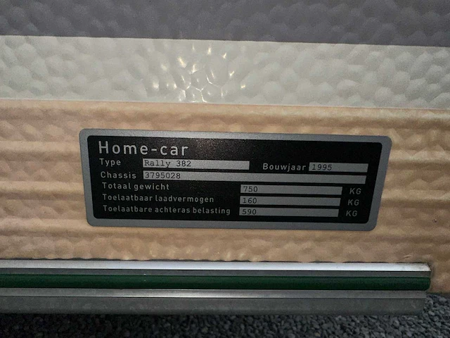 1995 home-car 382 k 750kg caravan - afbeelding 2 van  11