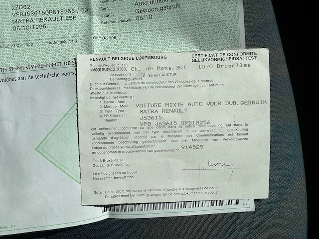 1995 renault matra esp personenauto - afbeelding 47 van  54