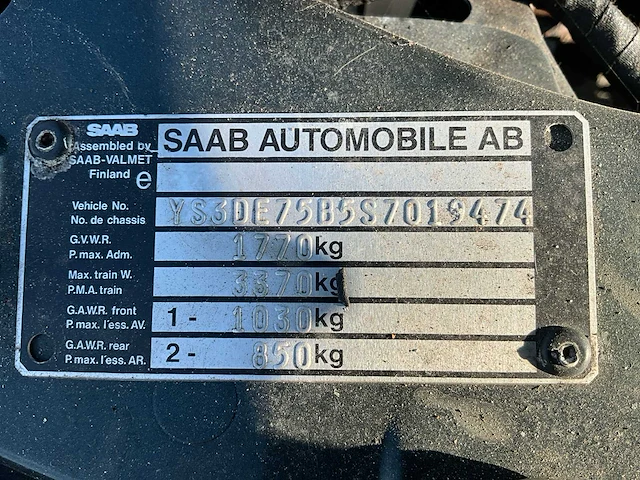 1995 saab cabrio oldtimer personenauto - afbeelding 22 van  30