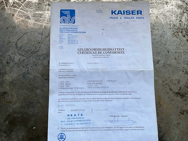 1997- kaiser - aanhanger dieplader 3-asser max 30km/h - afbeelding 29 van  38