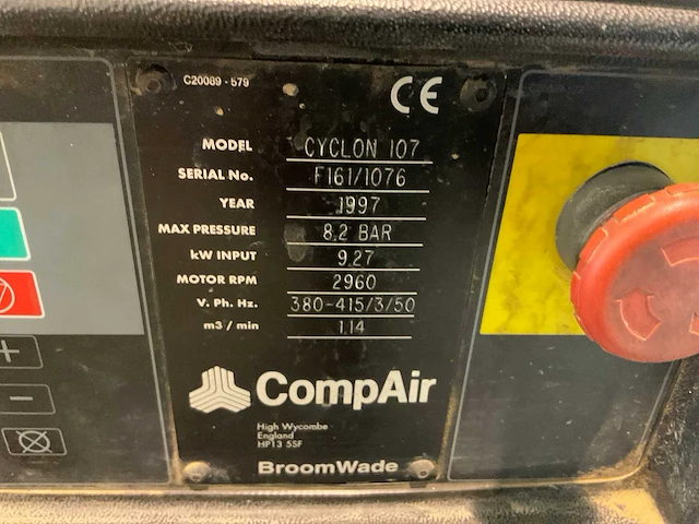 1997 compair cyclon 107 luchtcompressor - afbeelding 9 van  13