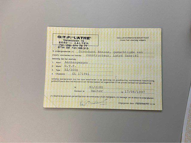 1997 gtf b2/2000 aanhangwagen - afbeelding 5 van  14