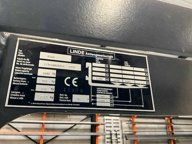 1997 linde r16n reach-truck - afbeelding 8 van  14
