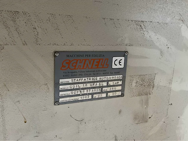 1997 schnell coil 18 be/mf - beugelautomaat - afbeelding 9 van  25