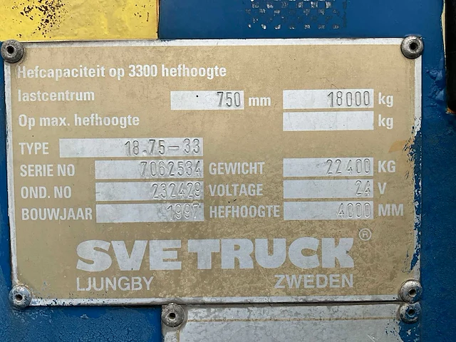 1997 svetruck 1875-33 vorkheftruck - afbeelding 16 van  24