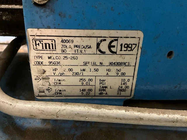1997 welco professional 25/280 luchtcompressor - afbeelding 5 van  5