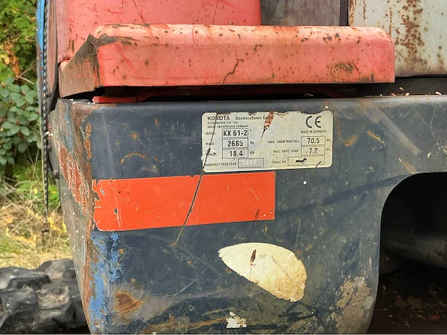 1998 kubota kx61-2 minigraafmachine - afbeelding 5 van  17