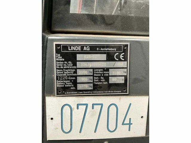 1998 linde e25 vorkheftruck - afbeelding 4 van  12
